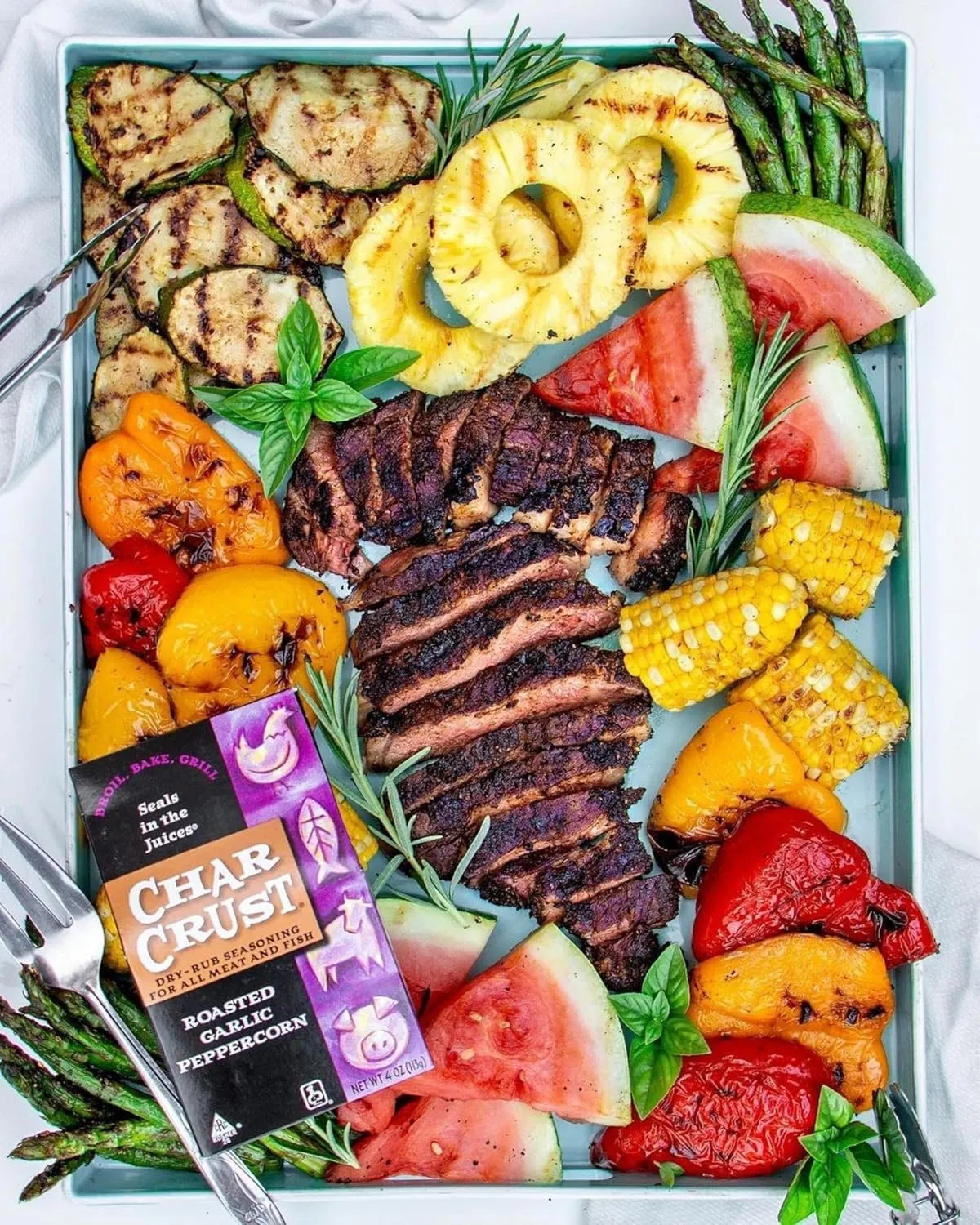 Char Crust Dry Rub Seasoning – Original Hickory Grilled and Roasted Garlic Peppercorn, Holiday Cooking Pack, 4 oz (Pack of 2)