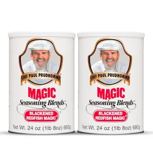 Chef Paul Blackened Redfish Magic Seasoning Blends | Cajun-Style Spices & Seasonings | Gluten-Free, No MSG, Bold Flavor | Perfect for Grilling, Cooking & BBQ | 24 oz/ 680g Canister (Pack of 2)