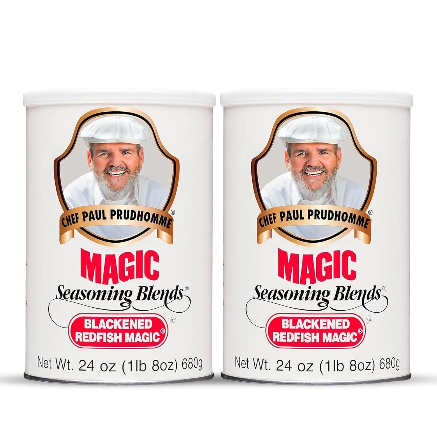 Chef Paul Blackened Redfish Magic Seasoning Blends | Cajun-Style Spices & Seasonings | Gluten-Free, No MSG, Bold Flavor | Perfect for Grilling, Cooking & BBQ | 24 oz/ 680g Canister (Pack of 2)