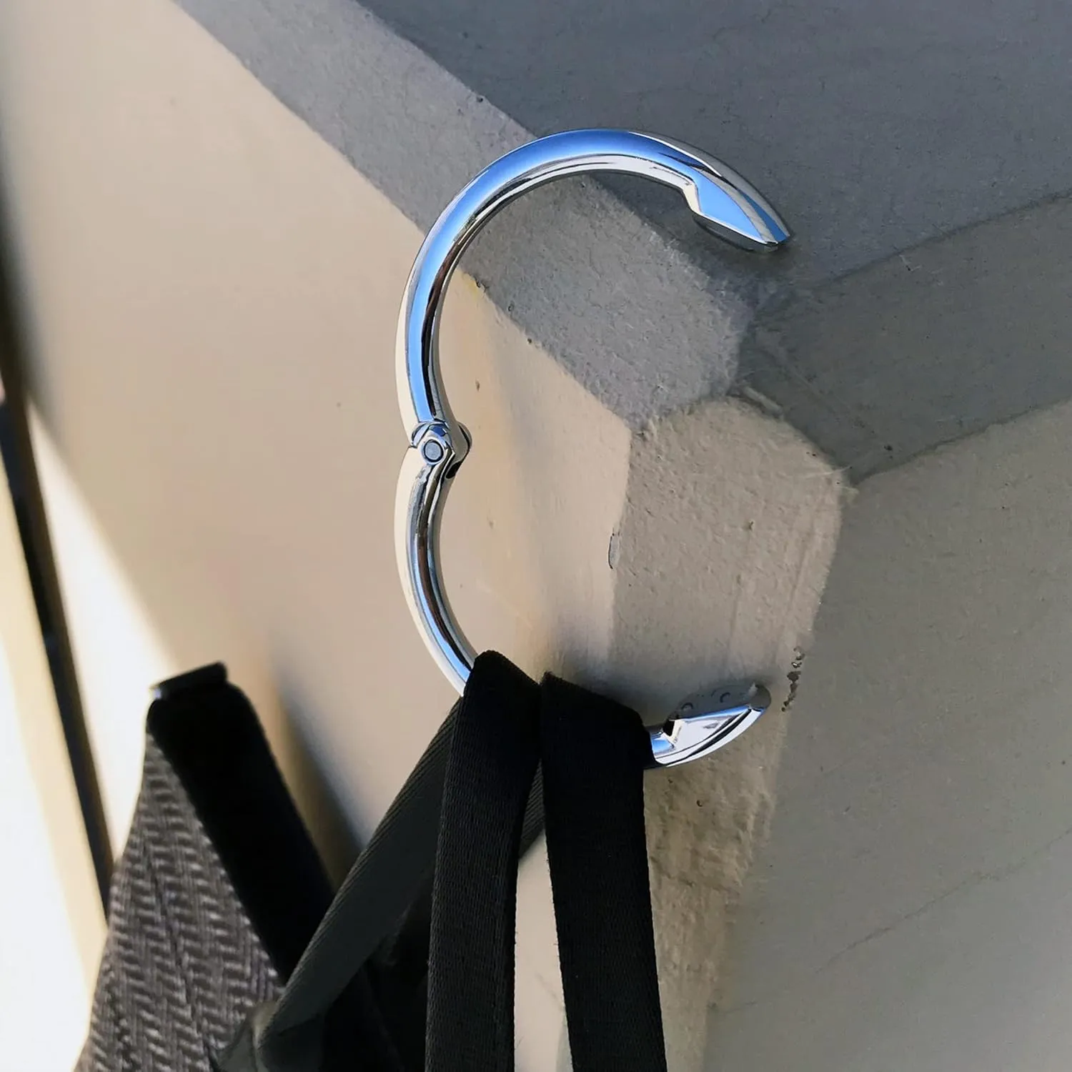 Clipa Bag Hanger - The Ring That Opens Into a Hook, Closes Automatically | Hangs Almost Anywhere in Just 1/2" of Space | Holds 33 lbs Yet Weighs Only 1.6 oz | 8 Styles | 3 yr Warranty