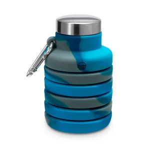 Collapsible Carabiner Bottle - Tie Dye - Blue & Grey