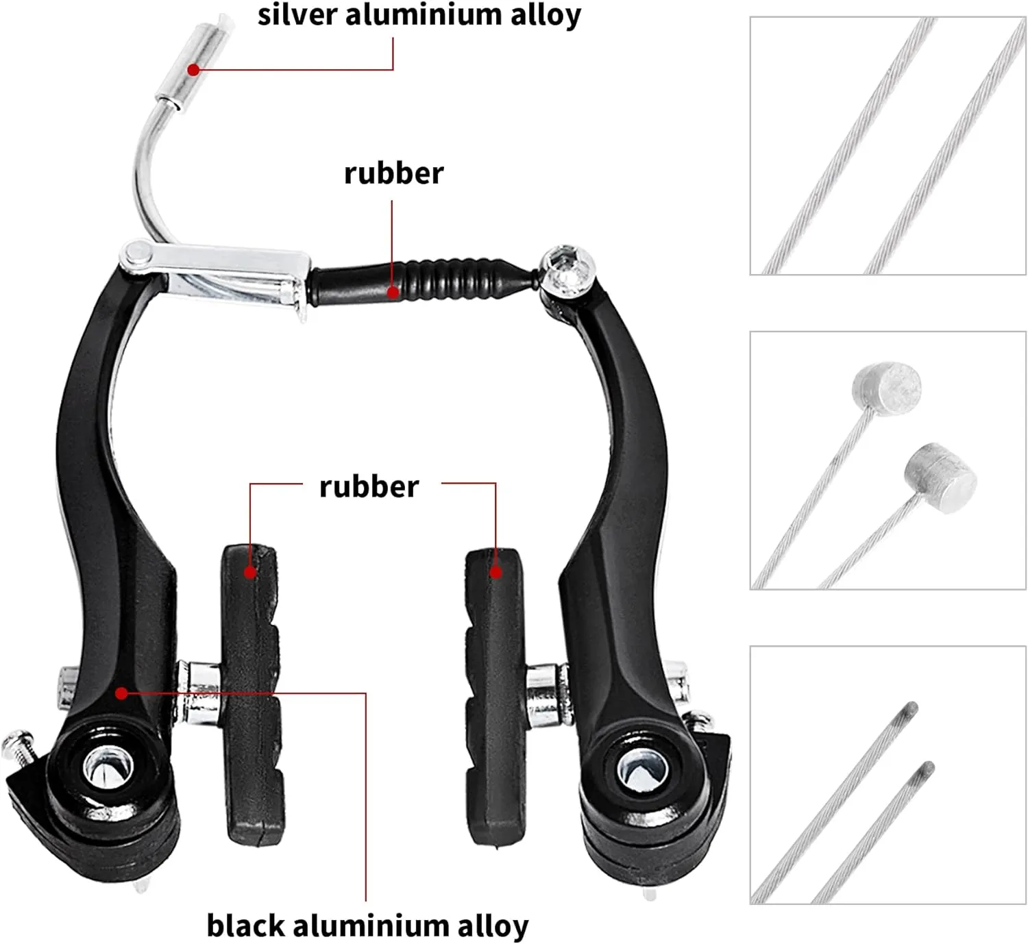 Complete Bike Brakes Set, Universal Bike Front and Rear MTB Brake, Inner and Outer Callipers Cables Lever Kit with Multi-Tool Wrenches Black