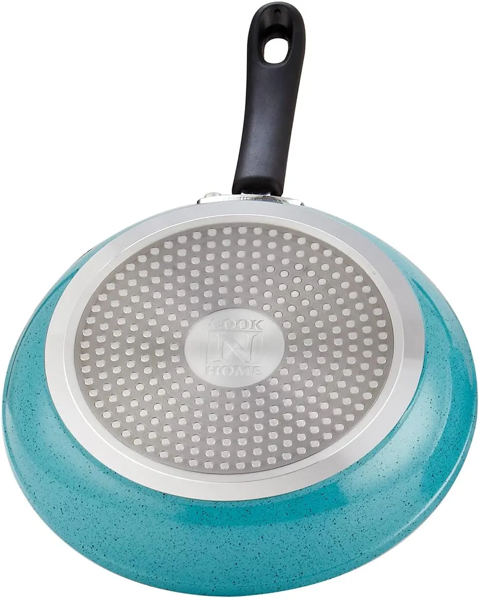 Cook N Home Nonstick Frying Pans Set 3 Piece, 8, 9.5, 11-Inch Kitchen Cooking Skillets Saute Fry Pan Induction Compatible, Turquoise