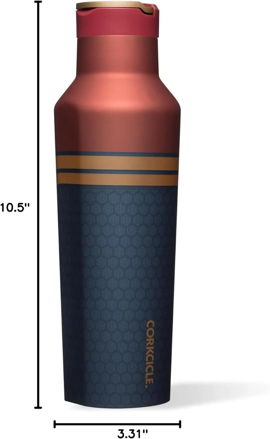 Corkcicle Sport Canteen - Water Bottle & Thermos - Triple Insulated Shatterproof Stainless Steel, 20 oz, Marvel - Captain Marvel
