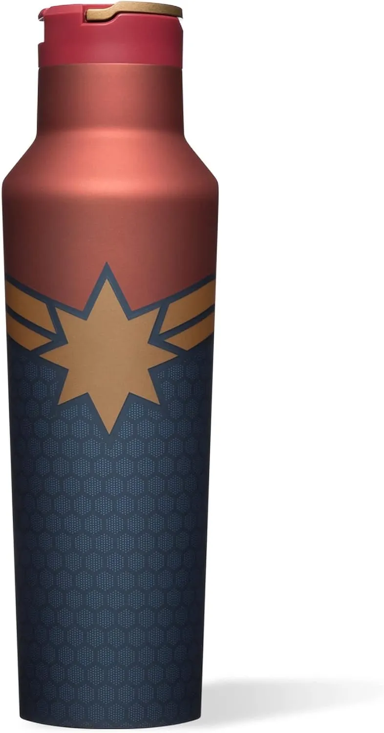 Corkcicle Sport Canteen - Water Bottle & Thermos - Triple Insulated Shatterproof Stainless Steel, 20 oz, Marvel - Captain Marvel