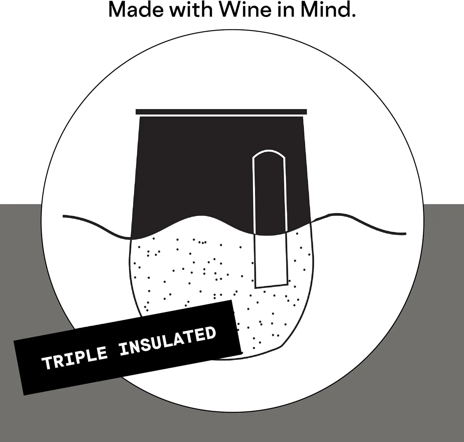 Corkcicle Stemless Insulated Wine Glass Tumbler, Ceramic Slate, 12 oz – Stainless Steel Stemless Wine Glass Keeps Beverages Cold for 6 Hours, Hot for 3 Hours – Non-Slip, Easy-Grip Insulated Cup
