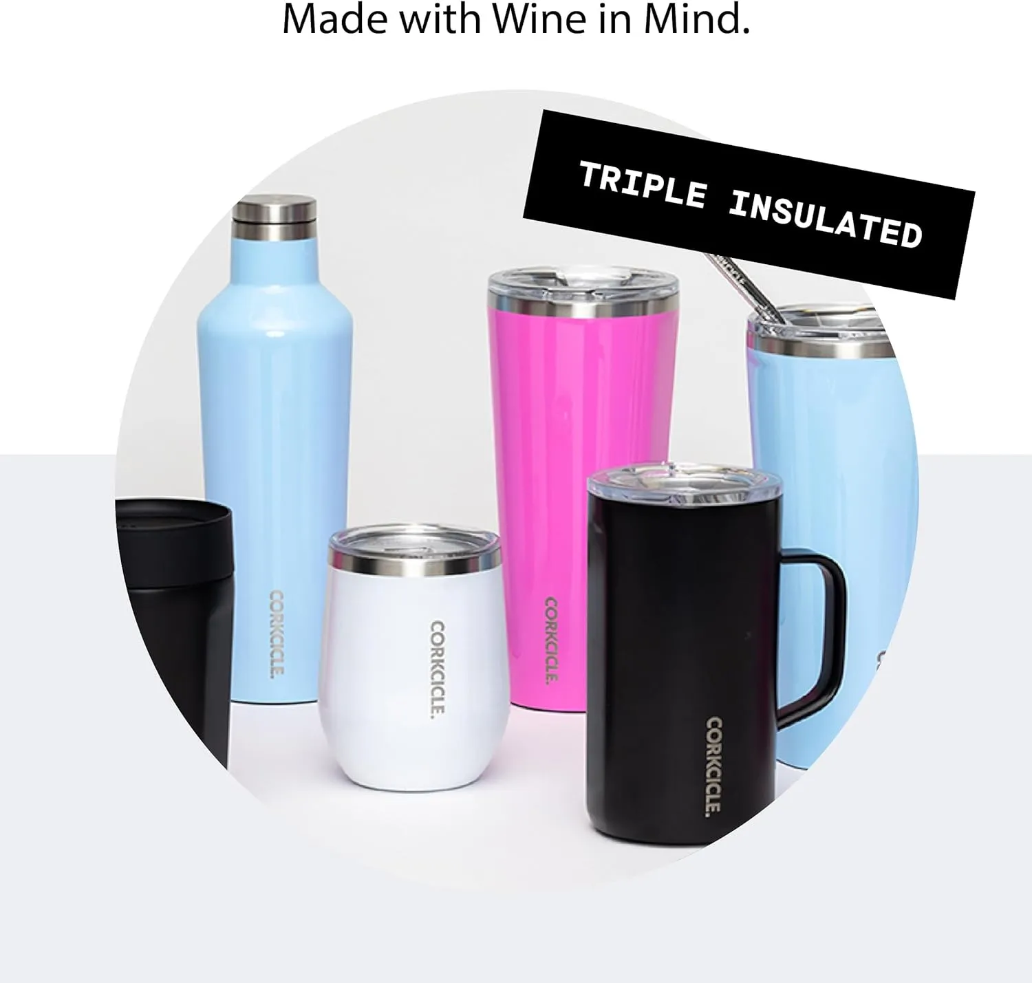 Corkcicle Stemless Insulated Wine Glass Tumbler, Unicorn Magic, 12 oz – Stainless Steel Stemless Wine Glass Keeps Beverages Cold for 6 Hours, Hot for 3 Hours – Non-Slip, Easy-Grip Insulated Cup
