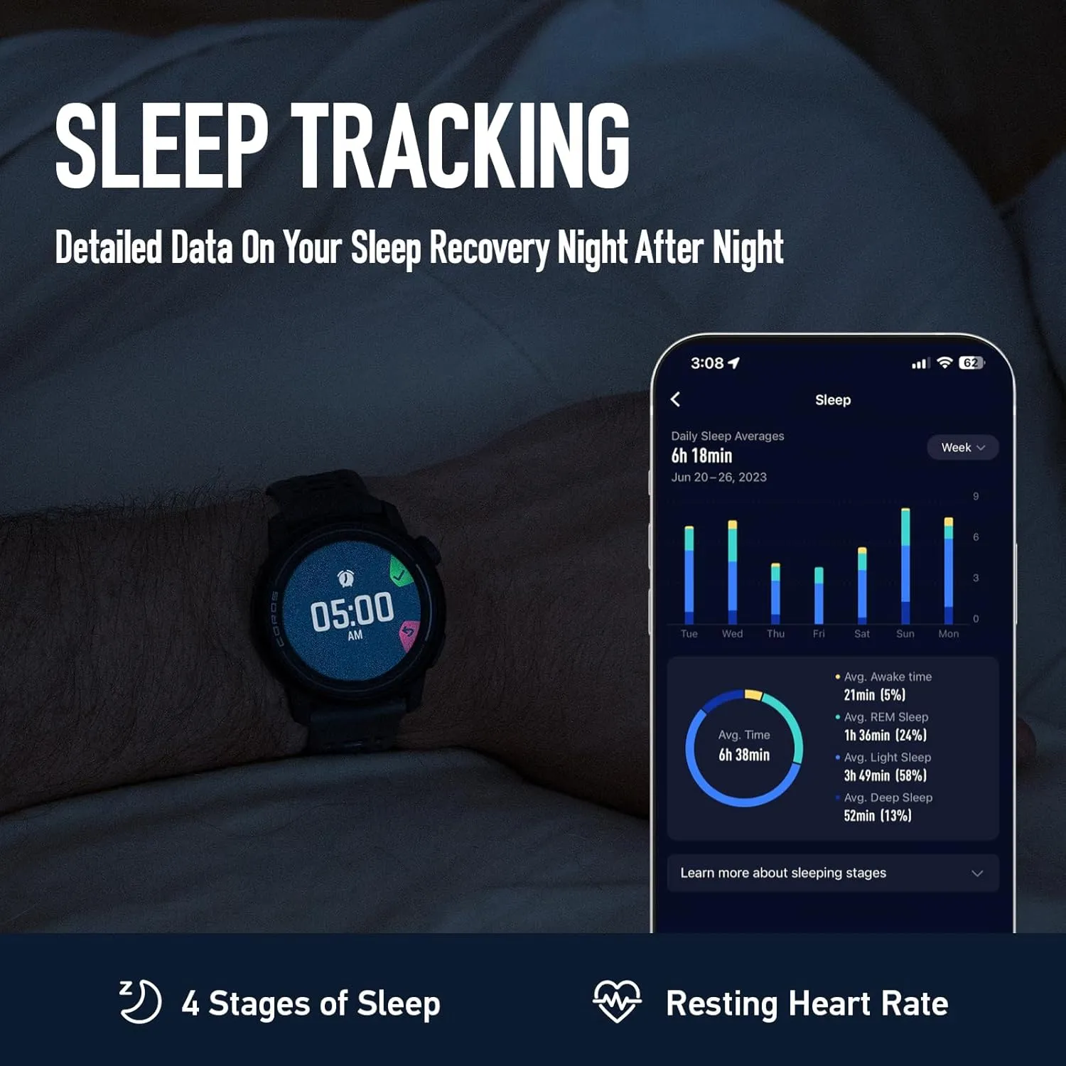 COROS PACE 3 GPS Sport Watch –Lightweight, Comfortable Running Watch, 17-Day Battery Life, Accurate GPS, Heart Rate Monitor, Navigation, Sleep Tracking, Training Plan, Run, Bike, and Ski-Green Silicon