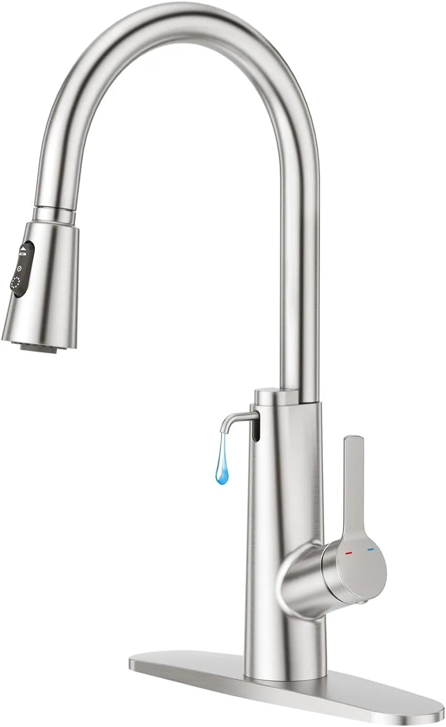CREA 2 in 1 Kitchen Faucets with Soap Dispenser Built-in and Pull Down Sprayer,Single Handle Bar Sink Faucet 1 Hole Utility Laundry Commercial Faucet Brushed Nickel Stainless Steel