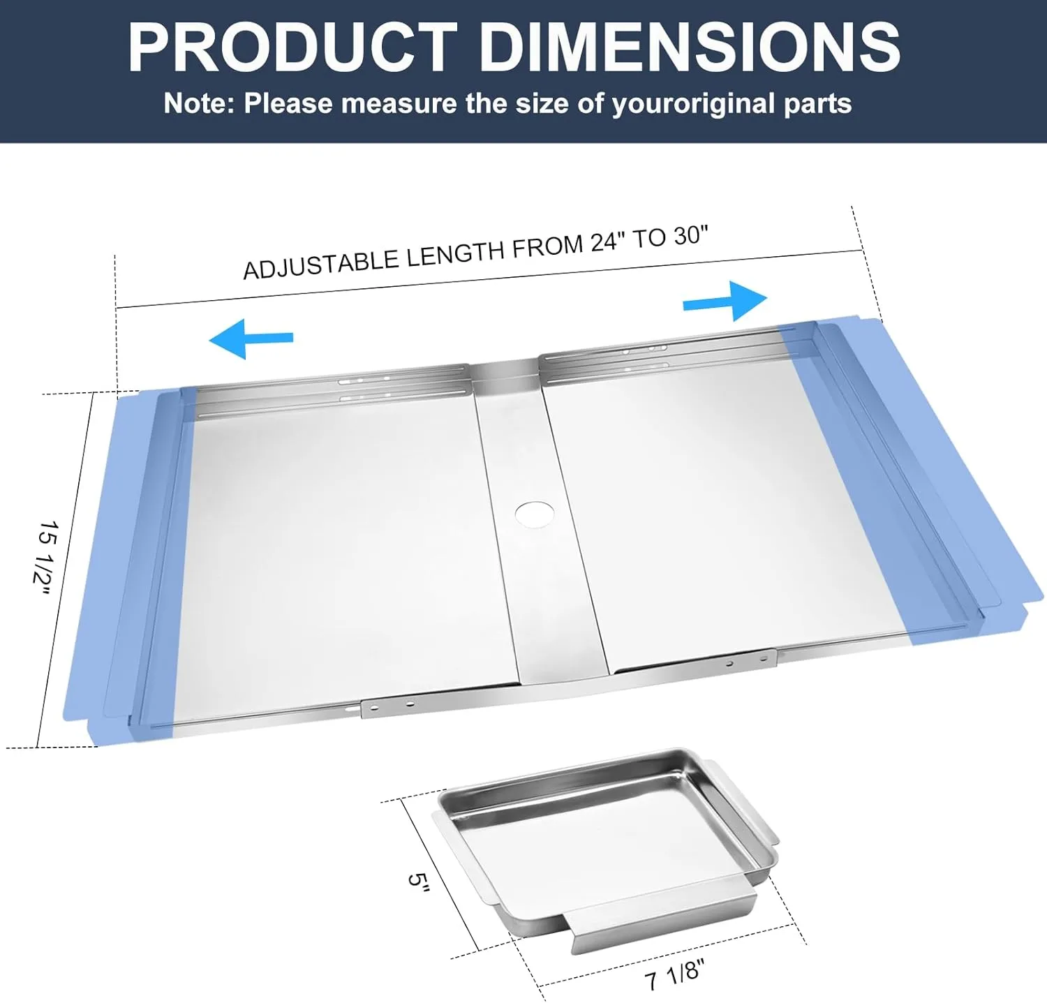 Criditpid Grill Replacement Parts for Dyna-Glo 5 Burner DGH474CRP DGH485CRP DGH483CRP, Stainless Steel Heat Plate Shields, Adjustable Drip Pan and Cast Iron Cooking Grates for Dyna-Glo DGH450CRP.