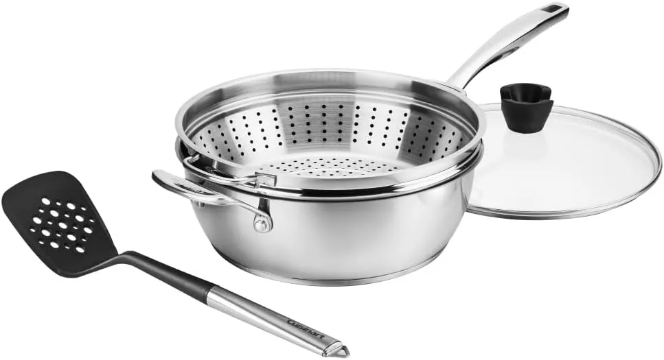 Cuisinart Preferred Pan 4-Pc Set - Stainless Steel (4.5 Qt. Multi-Purpose Pan w/Cover, Steamer, Slotted Turner)