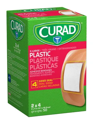 CURAD Plastic Adhesive Bandage, 2 x 4 Inch, Box of 50 Bandages