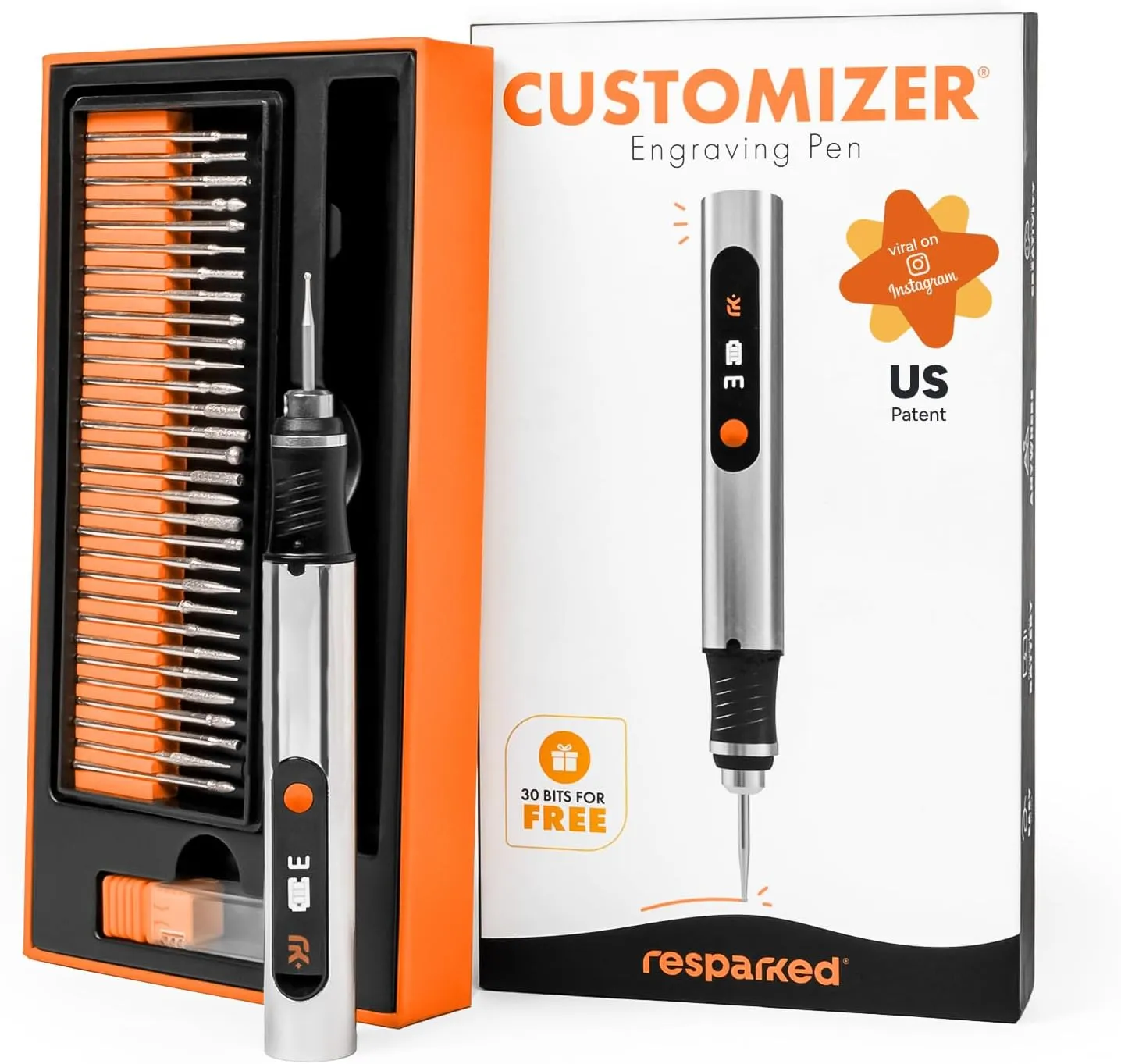 Customizer Resparked Engraving Pen (Formerly Culiau): Ultimate Cordless Portable Tool for Artists & DIYers - Engrave 50  Surfaces - Beginner Friendly - Rechargeable - Free 30 Bits & Mastery Guide