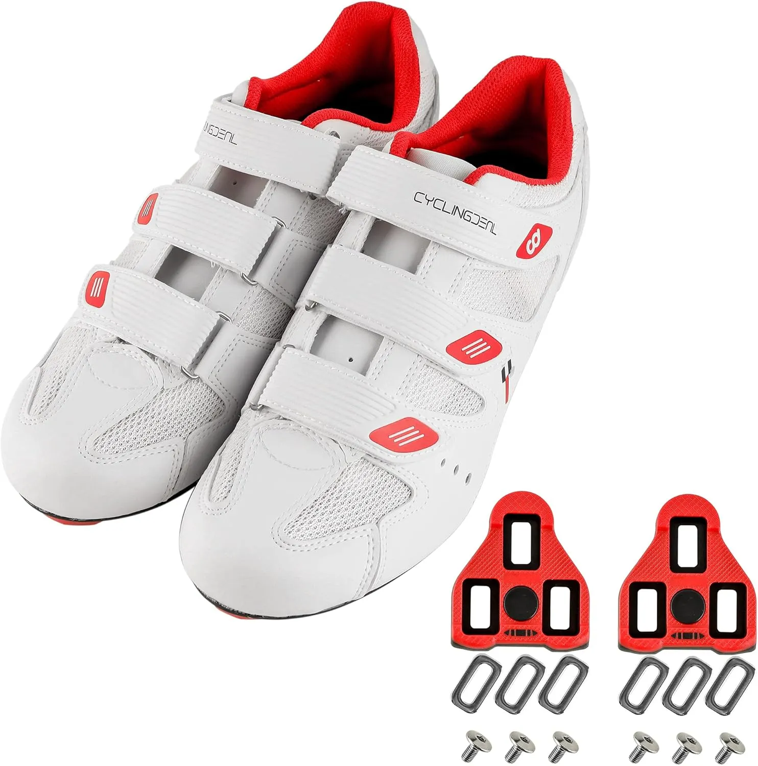 CyclingDeal Bicycle Road Bike Universal Cleat Mount Men's Cycling Shoes with 9-Degree Floating Look ARC Delta Compatible Cleats Compatible with Peloton Indoor Bikes Pedals