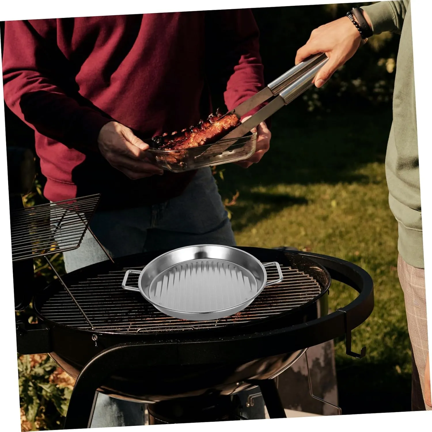 DECHOUS Stainless Steel Grilled Meat Plate Barbecue Plate Dinner Serving Tray Seafood Platter
