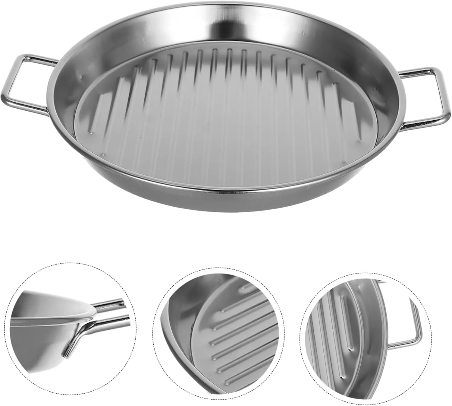 DECHOUS Stainless Steel Grilled Meat Plate Barbecue Plate Dinner Serving Tray Seafood Platter