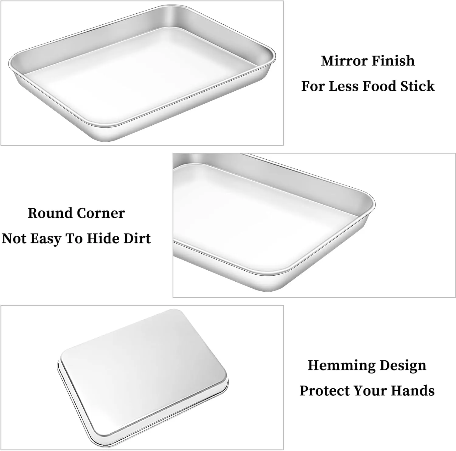 Deedro Baking Sheet with Rack Set [2 Sheets   2 Racks], Stainless Steel Cookie Half Sheets Baking Pan Oven Tray with Cooling Rack, 9 x 7 x 1 Inch, Heavy Duty, Non-toxic, Easy Clean