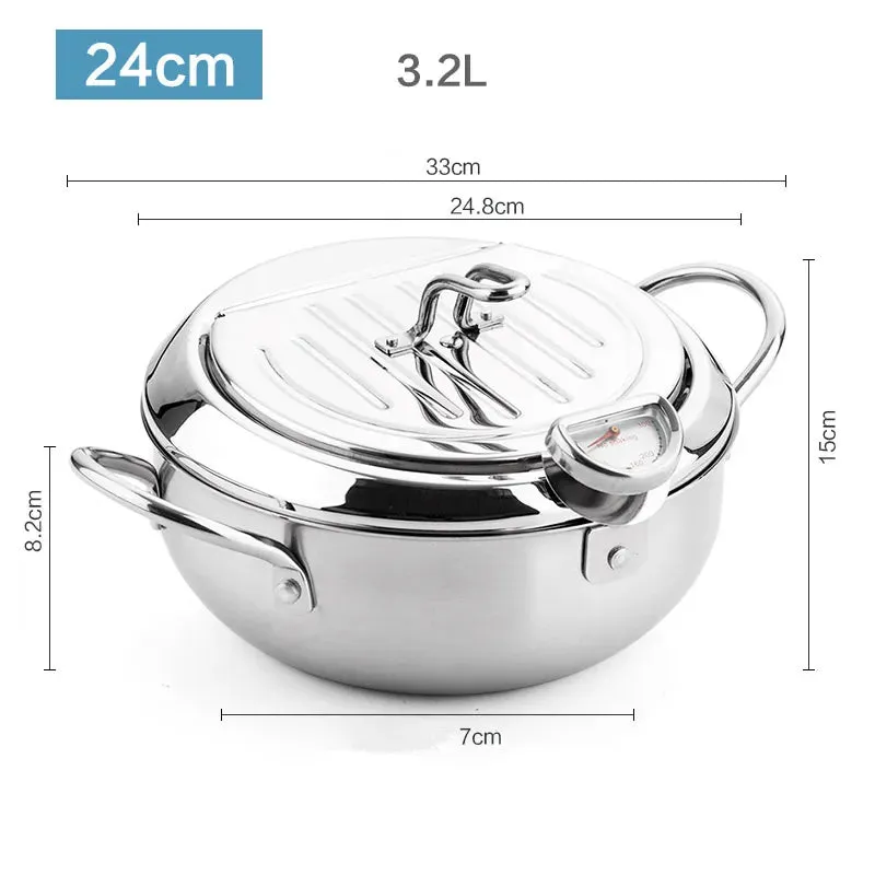 Deep Frying Pot with a Thermometer