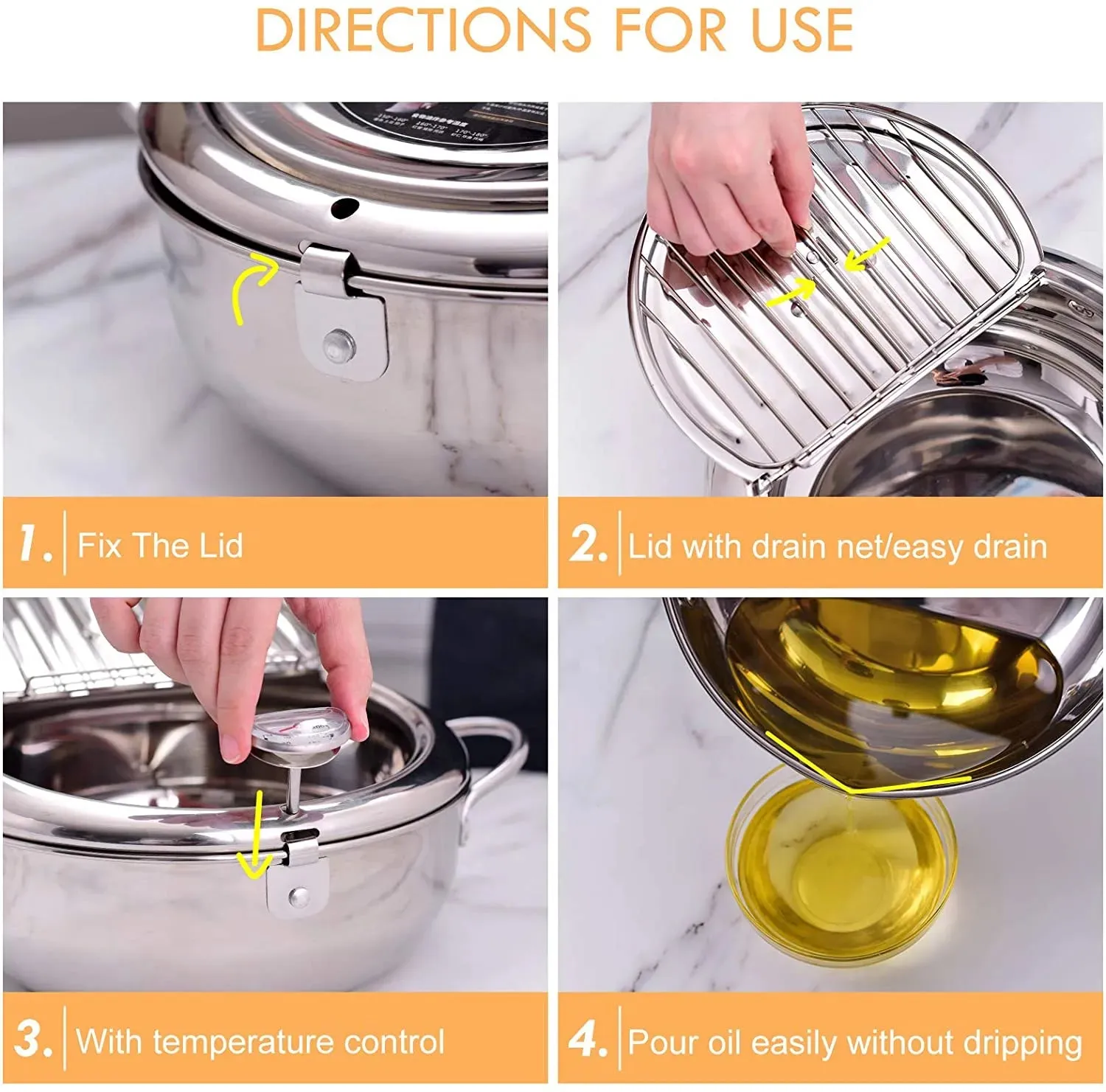 Deep Frying Pot with a Thermometer