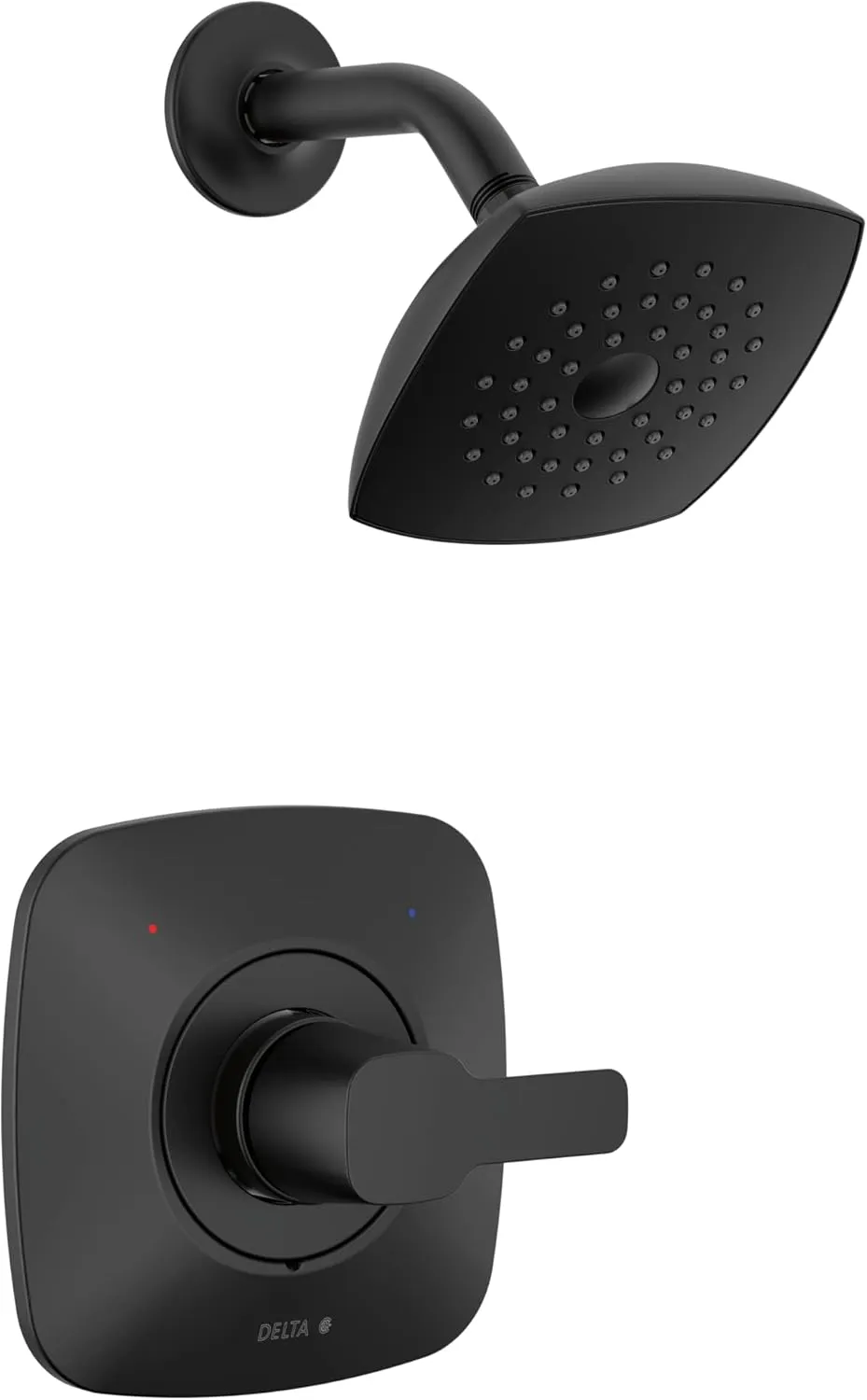 Delta Faucet Modern 14 Series Matte Black Shower Faucet, Delta Shower Trim Kit with Single-Spray Touch-Clean Black Shower Head, Matte Black T142339-BL-PP (Valve Not Included)