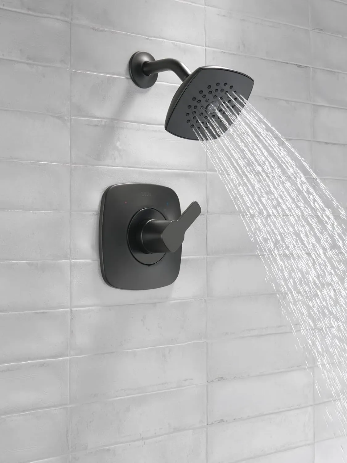 Delta Faucet Modern 14 Series Matte Black Shower Faucet, Delta Shower Trim Kit with Single-Spray Touch-Clean Black Shower Head, Matte Black T142339-BL-PP (Valve Not Included)