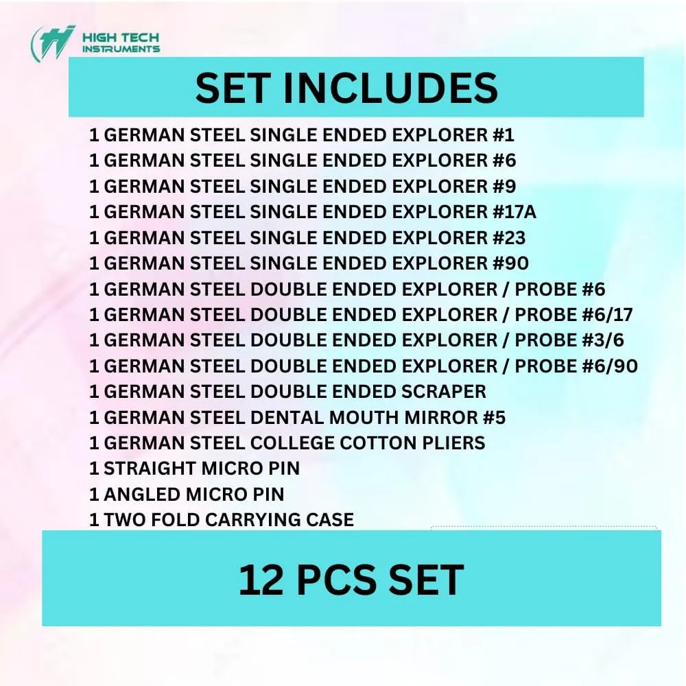 Dental Care Set Dentist Tools Kit of 15 Pcs Professional Calculus and Plaque Remover Dental Hygiene Set Made of Stainless Steel Tarter Scraper, Tooth Pick and Mouth Mirror for Teeth