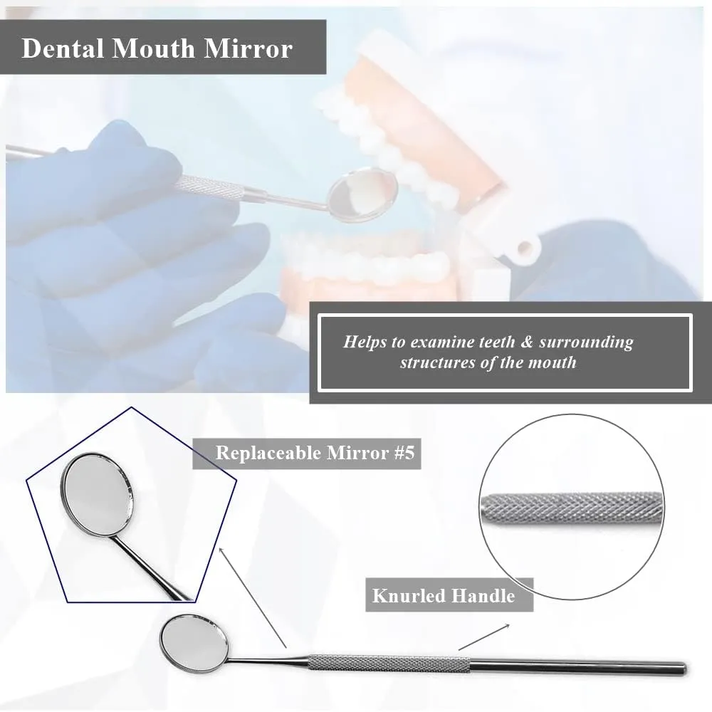 Dental Care Set Dentist Tools Kit of 15 Pcs Professional Calculus and Plaque Remover Dental Hygiene Set Made of Stainless Steel Tarter Scraper, Tooth Pick and Mouth Mirror for Teeth