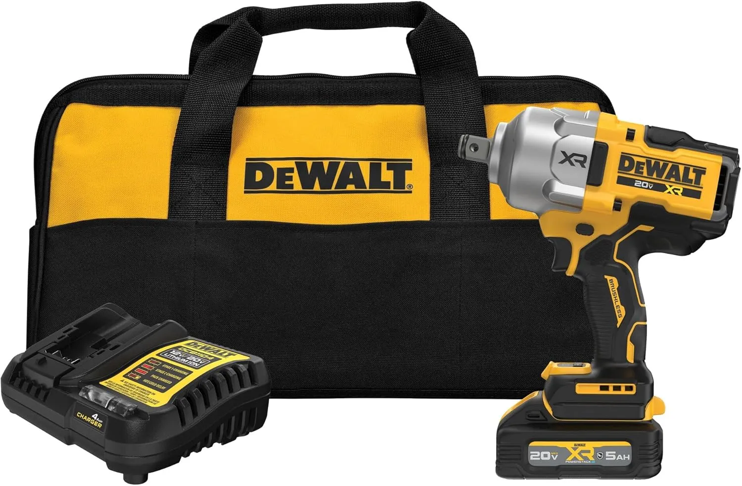 DEWALT 20V MAX XR 3/4 Inch Cordless Impact Wrench Kit with POWERSTACK Battery and Charger (DCF964GH1)