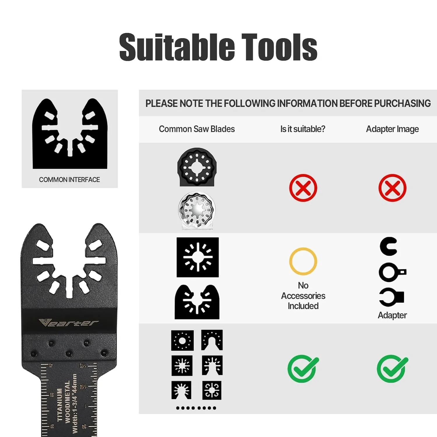 Diamond Oscillating Saw Blades 4PCS, 3-1/2'' Universal Multitool Blades for Grit Grout Removal, Quick Release Multi Tool Kit for Tile, Air Brick, Cement, Concrete, Masonry