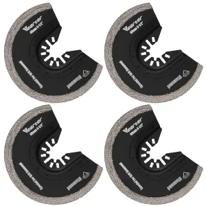 Diamond Oscillating Saw Blades 4PCS, 3-1/2'' Universal Multitool Blades for Grit Grout Removal, Quick Release Multi Tool Kit for Tile, Air Brick, Cement, Concrete, Masonry