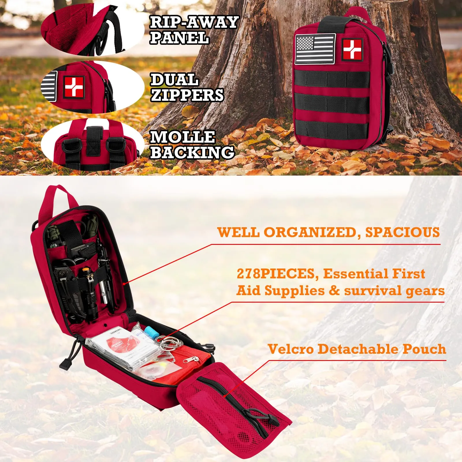 DLMD 278 PCS First Aid Kit for Car Home, Gifts for Dad Him Men Women Kids Christmas,Survival Kits/Emergency Medical Supplies for Travel Office