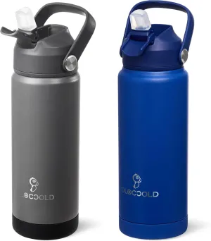 DLOCCOLD 18oz Kids Insulated Water Bottle with Leak Proof Straw Lid, Double Wall Vacuum Stainless Steel Water Bottle with Silicone Boot, Reusable Tumbler for Travel, Boys, Girls