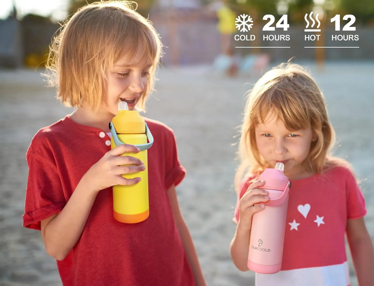 DLOCCOLD 18oz Kids Insulated Water Bottle with Leak Proof Straw Lid, Double Wall Vacuum Stainless Steel Water Bottle with Silicone Boot, Reusable Tumbler for Travel, Boys, Girls