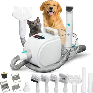 Dog Grooming Vacuum and Kit, Hair Dryer 8-in-1, 60db Low Noise Vacuum for Shedding and Grooming, Pet Grooming Vacuum for Dogs and Pet Hair