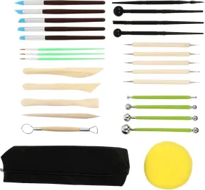 DOITOOL 28Pcs Pottery Sculpting Tools for Adults Lightweight DIY Clay Carving and Modeling Tools with Storage Bag Versatile Design for Crafting Projects