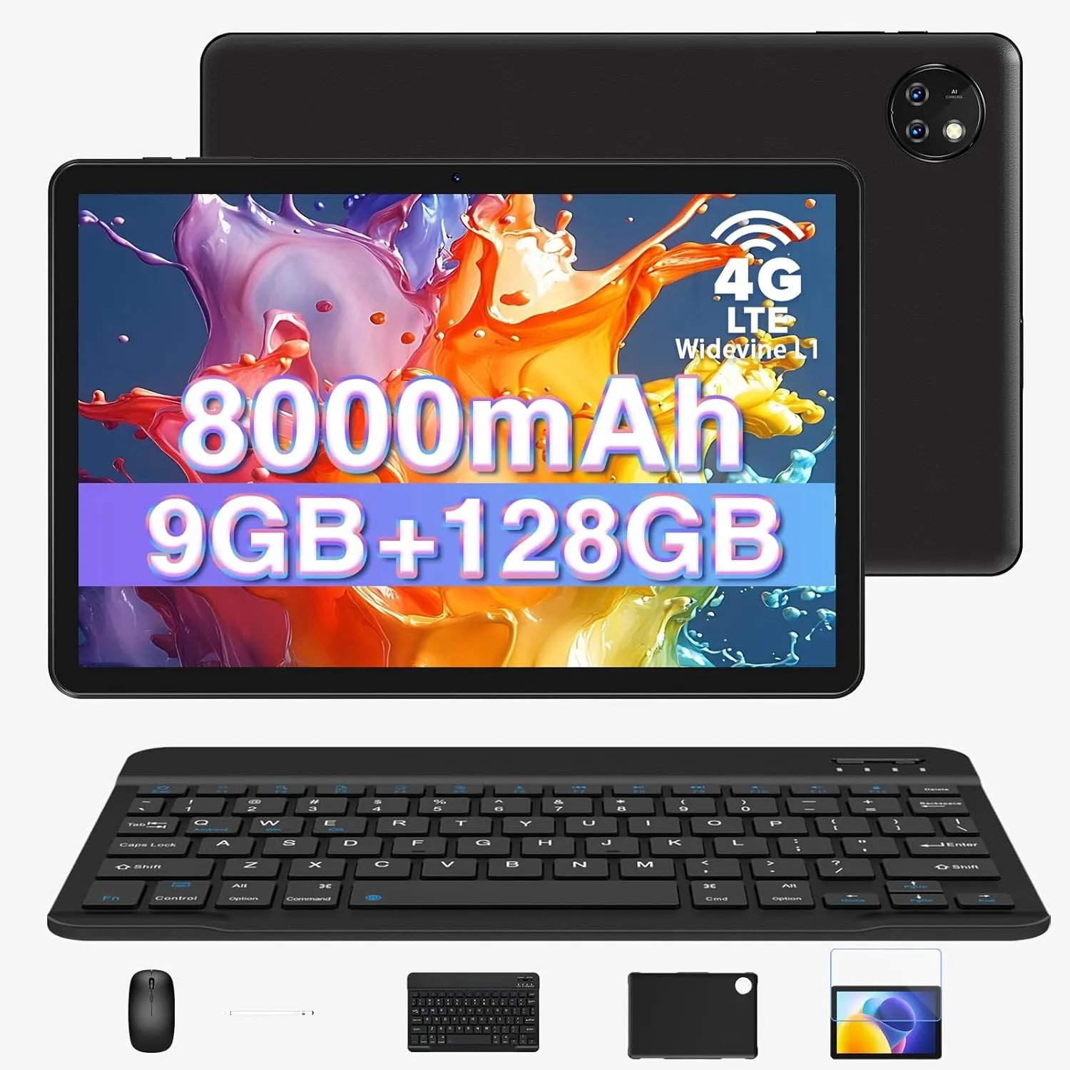 DOOGEE T10W Android Tablet with Keyboard,4G LTE Tablets,Octa-Core,10 InchAndroid 14 Tablet,8000mAh Battery,128GB/1TB TF, Dual Camera,Face Unlock/OTG/GPS