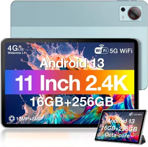 DOOGEE T30S Android 13 Tablet, 11 Inch 2.4K Display, 16GB 256GB 1TB Expandable, Octa-Core Gaming Tablet, 8580mAh Battery, 5G WiFi 4G LTE, 13MP 8MP Camera, BT5.0, Blue
