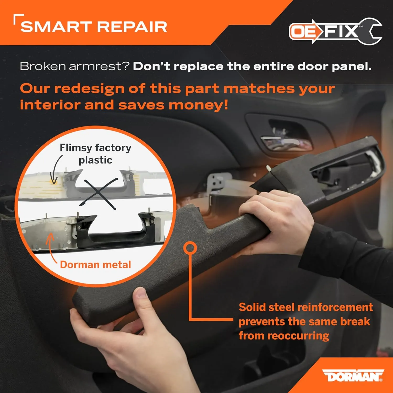 Dorman 926-740 Front Driver Side Armrest Repair with door release handle above armrest (27 inch) Compatible with Select Chevrolet/GMC Models, Gray (OE FIX)