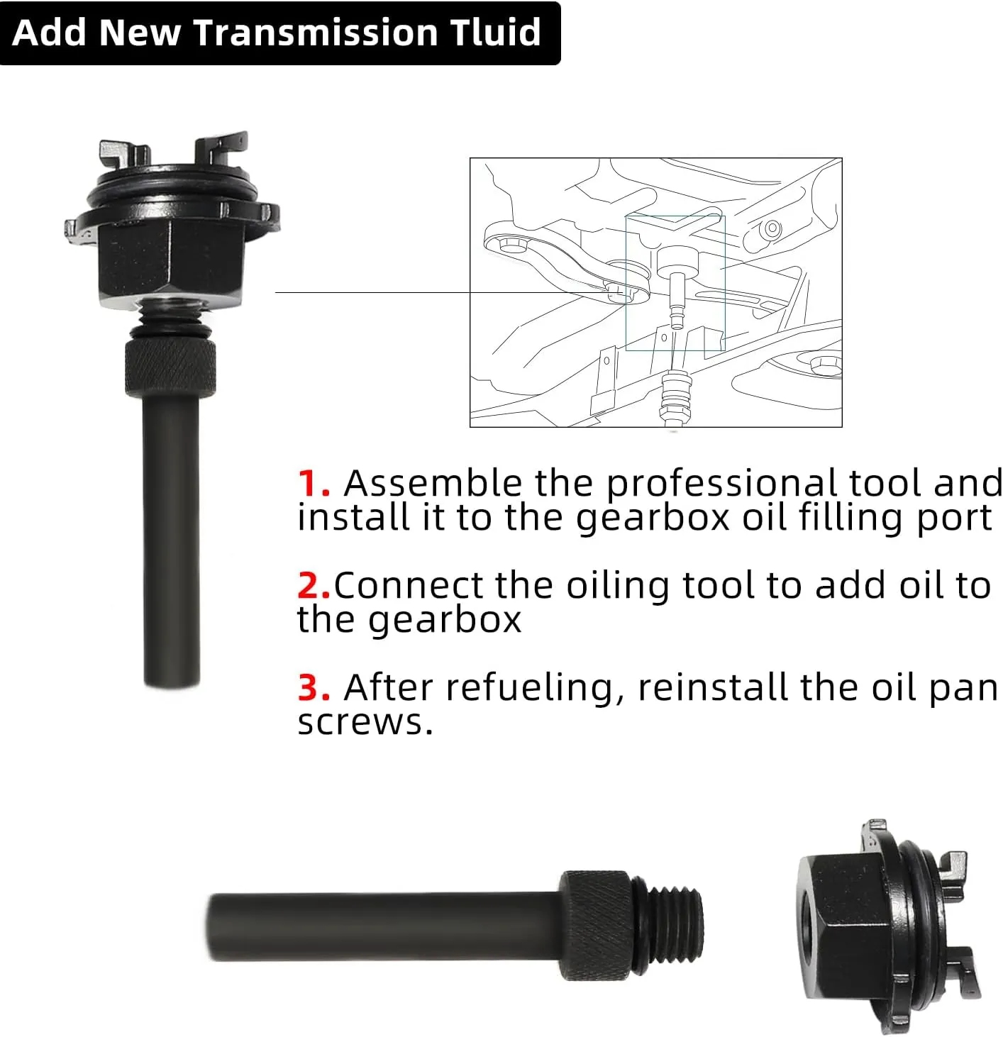 DPTOOL Metal Transmission Oil Filling Tool Compatible with Mercedes Benz 725.0 9-Speed Oil Change Transmission Oil Filler Tool Adapter Replace 725 589 00 90 00, 725 589 02 90 00