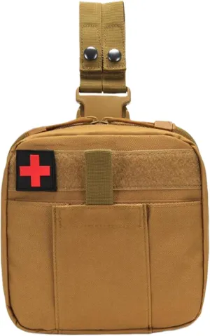 Drop Leg Pouch, Drop Leg Bag Tactical Zipper Drop Leg Pouch Portable Medical Drop Pouch with Adjustable Strap Multi-Purpose First Aid Waist Pack Thigh Bag for Camping Hiking, Leg Tool Pouch/3123