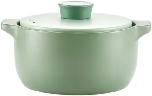 Durable Stockpot Round Ceramic Casserole with Lid Multifunctional Casserole for Braise Simmer and Roast Stovetop Stew Pot Green 2.7L/3.6L/5.5L Soup Pot (Size : B) (Size : C) (A)