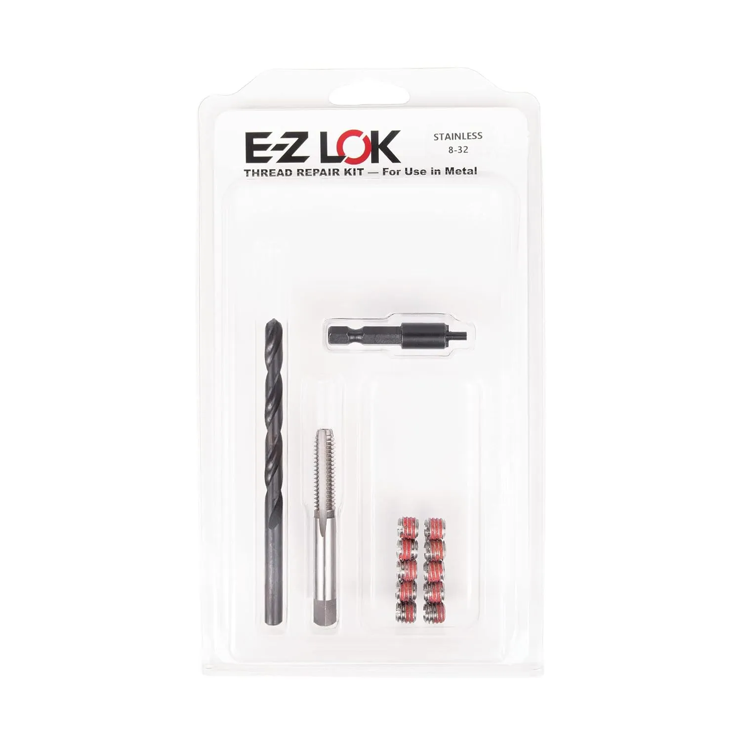 E-Z LOK Metal Thread Repair Kit Tool and Stainless Steel Threaded Inserts Standard Wall 8-32 x 5/16-18