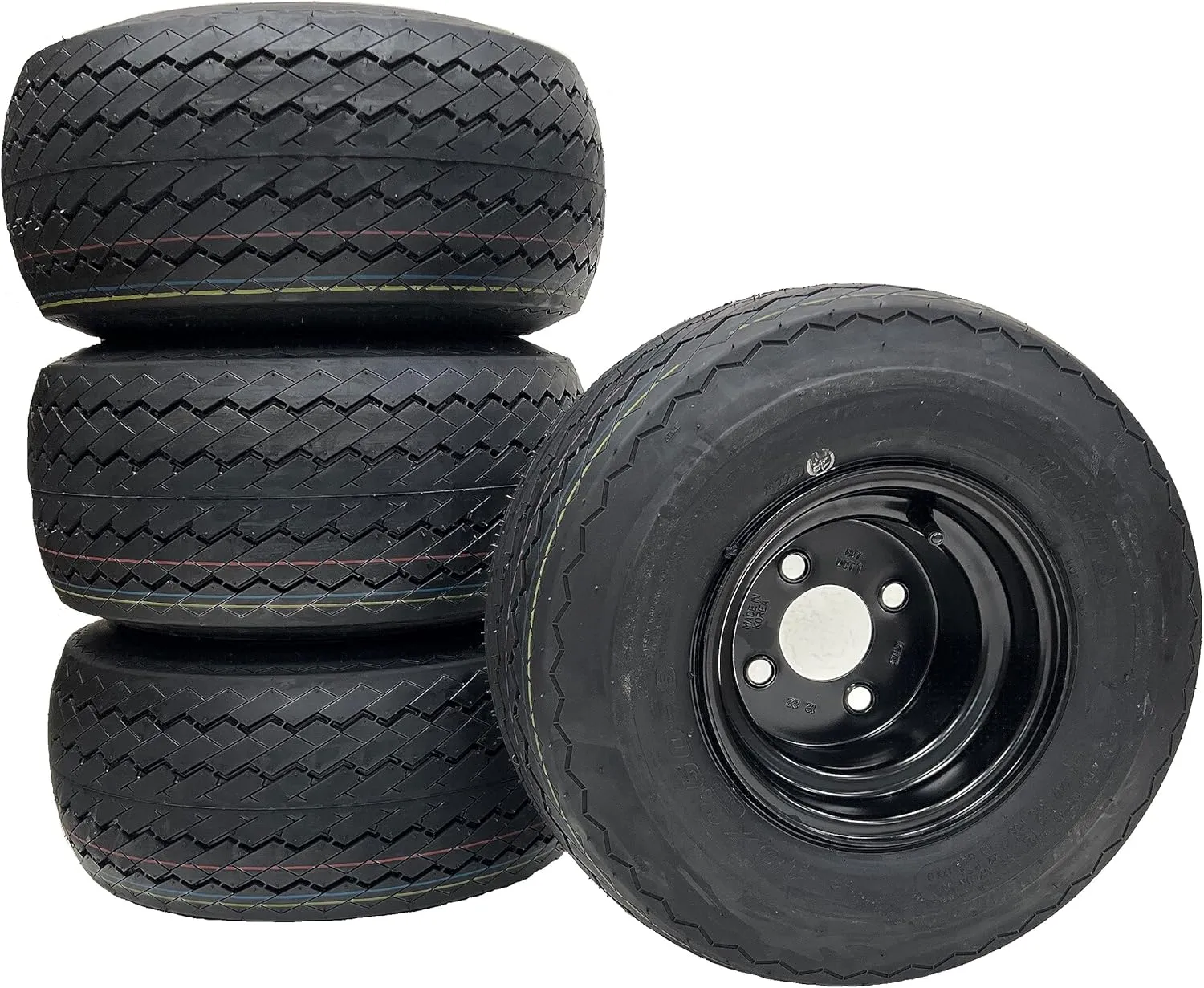 eCustomrim 4-Pack 8" 18X8.50-8 Black Golf Cart Wheels Tires Fits E-Z-GO, ClubCar, Cushman, Yamaha, EZGO