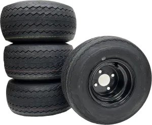 eCustomrim 4-Pack 8" 18X8.50-8 Black Golf Cart Wheels Tires Fits E-Z-GO, ClubCar, Cushman, Yamaha, EZGO