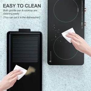 [Electric Griddle & Induction Cooktop] 2-in-1 Electric Griddle & Induction Cooktop - Removable Non-stick Griddle Pan, Dual Independent Temperature Control Options With Timer - 1800W For Kitchen And Outdoor BBQ