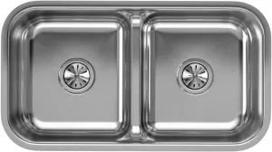 Elkay EAQDUH3118 Lustertone Classic Equal Double Bowl Undermount Stainless Steel Sink with Aqua Divide