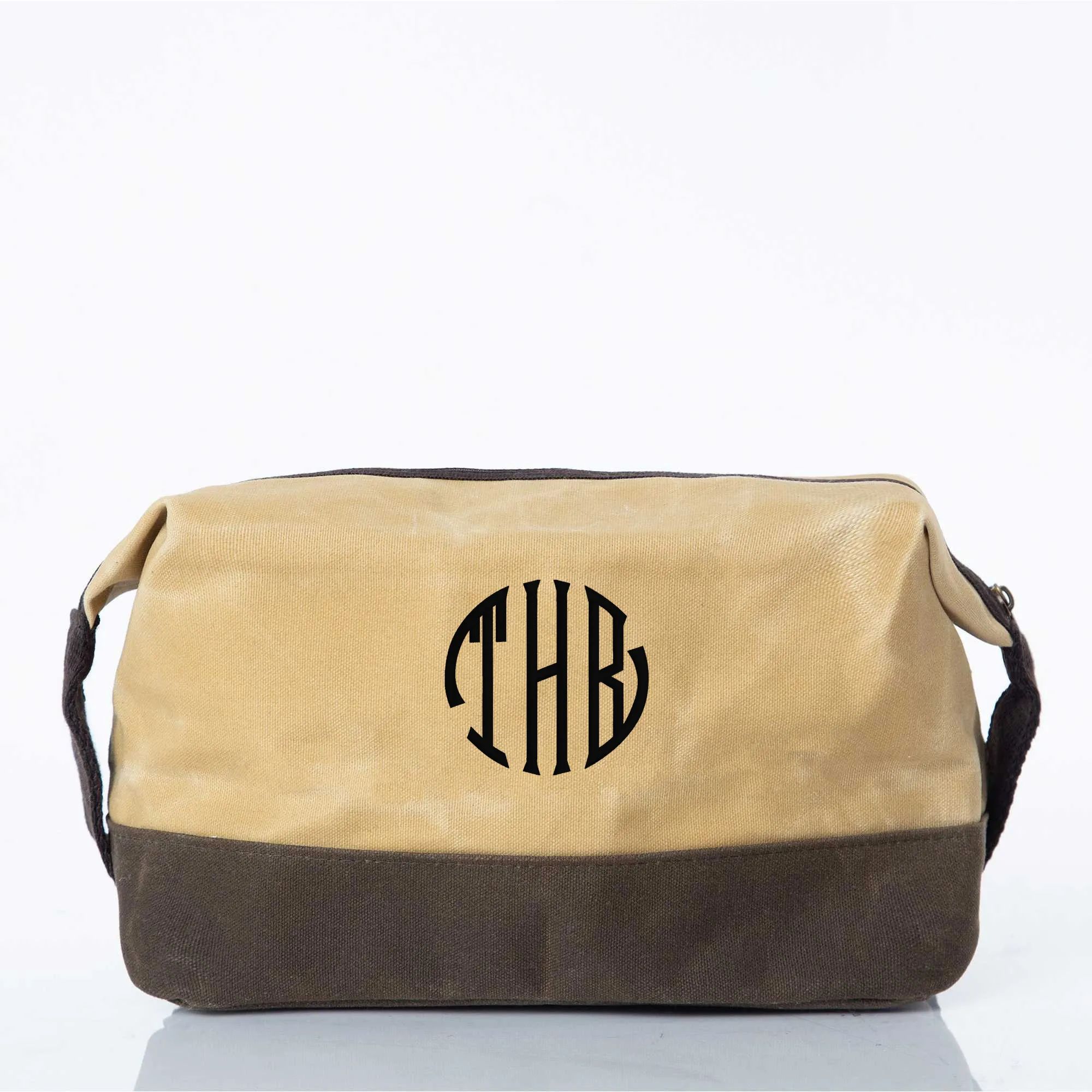 Embroidered Waxed Canvas Dopp Kit