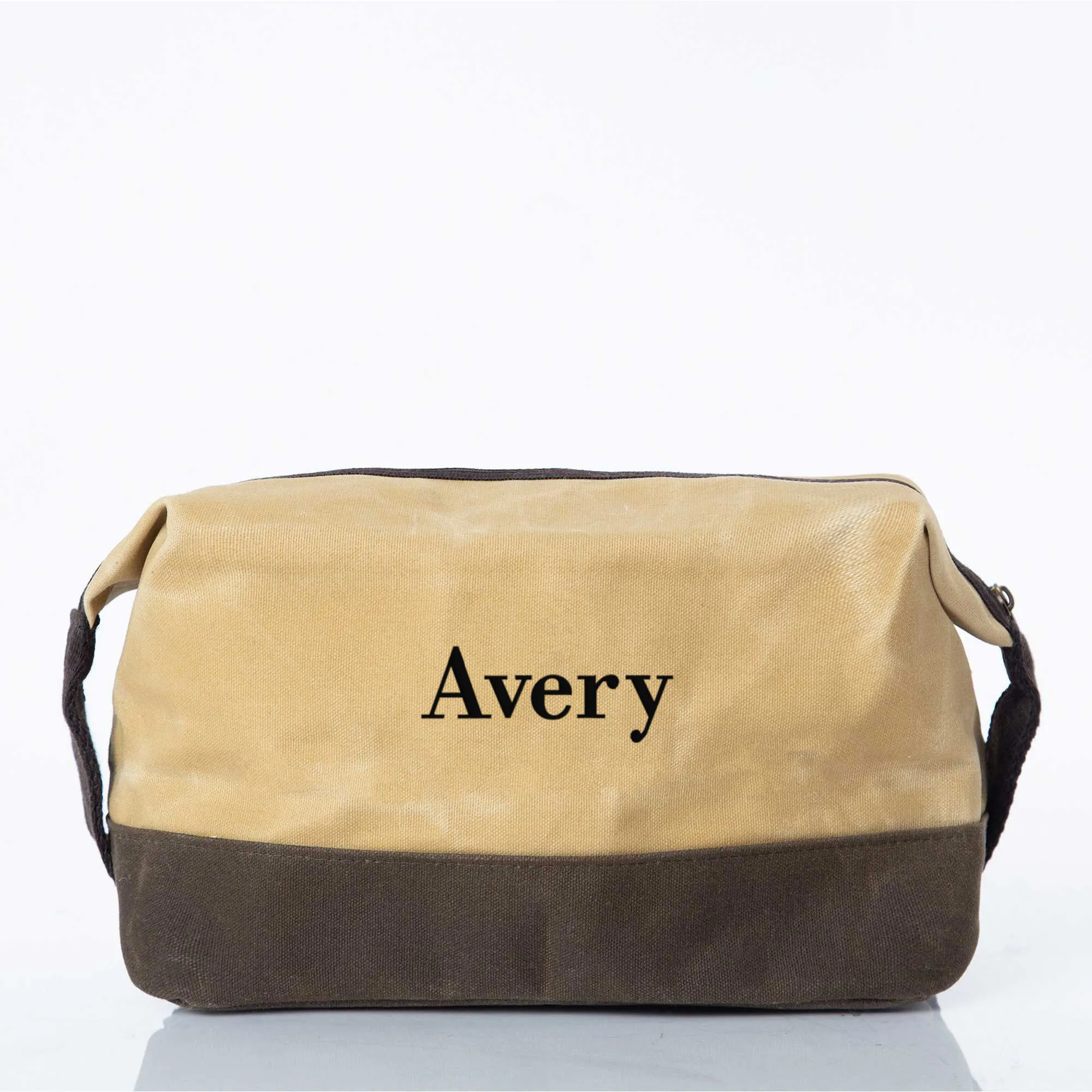 Embroidered Waxed Canvas Dopp Kit