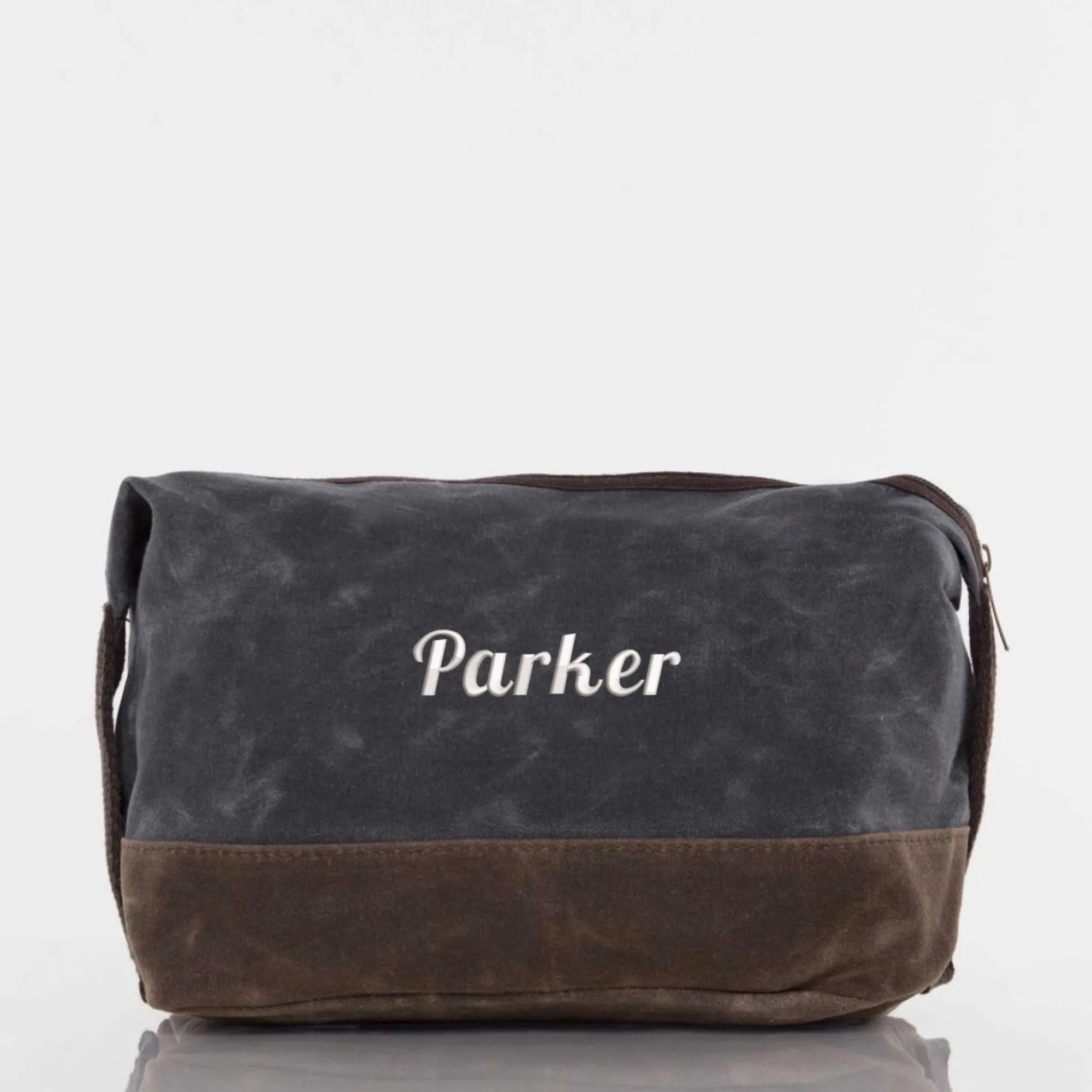 Embroidered Waxed Canvas Dopp Kit