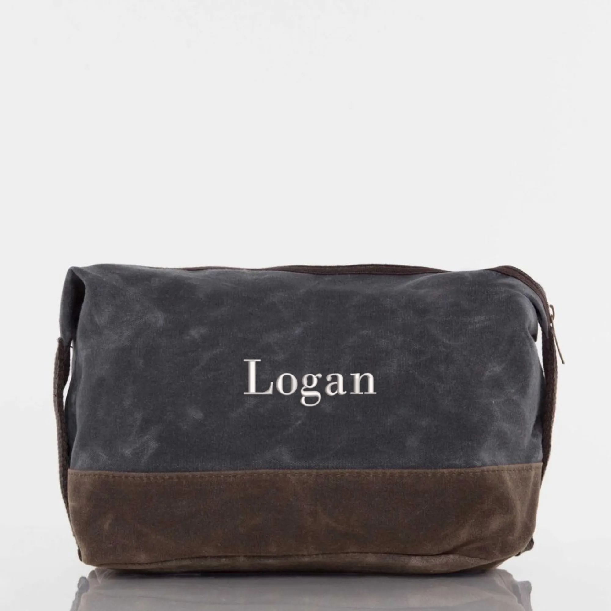 Embroidered Waxed Canvas Dopp Kit